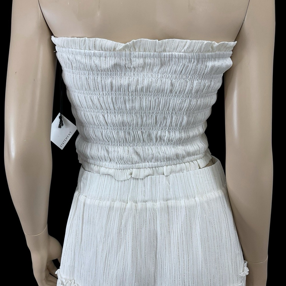 Statement Skirt Set Medium Ivory Strapless Smock Top & Ruffle Elastic Waist NWT - Picture 7 of 12